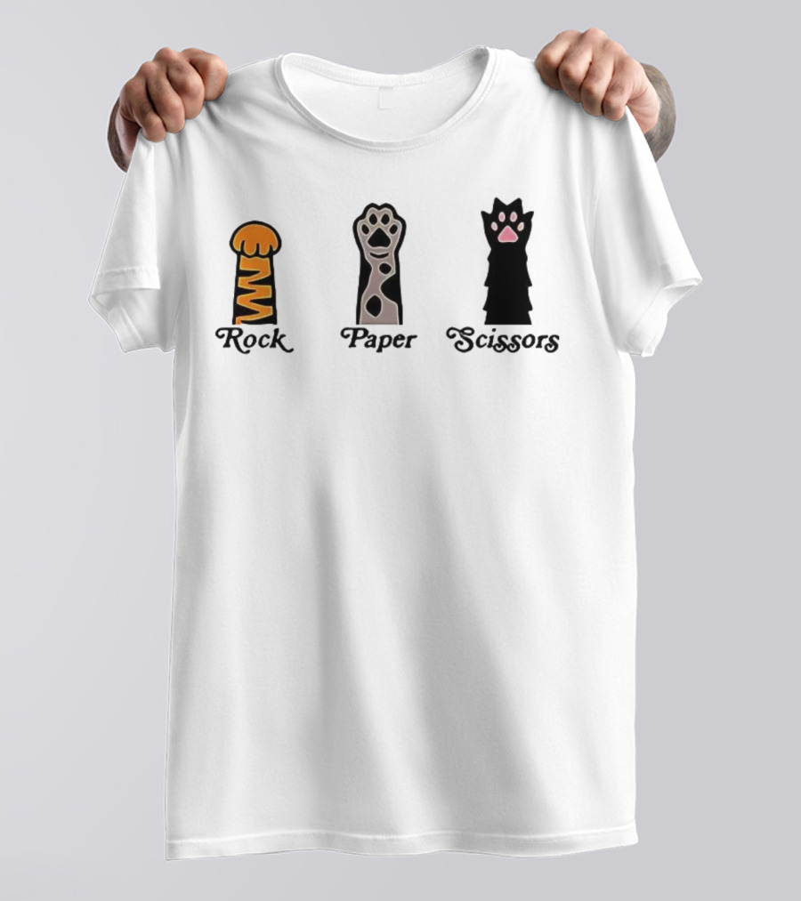 Rock Paper Scissors Cat Paw Love T-Shirt