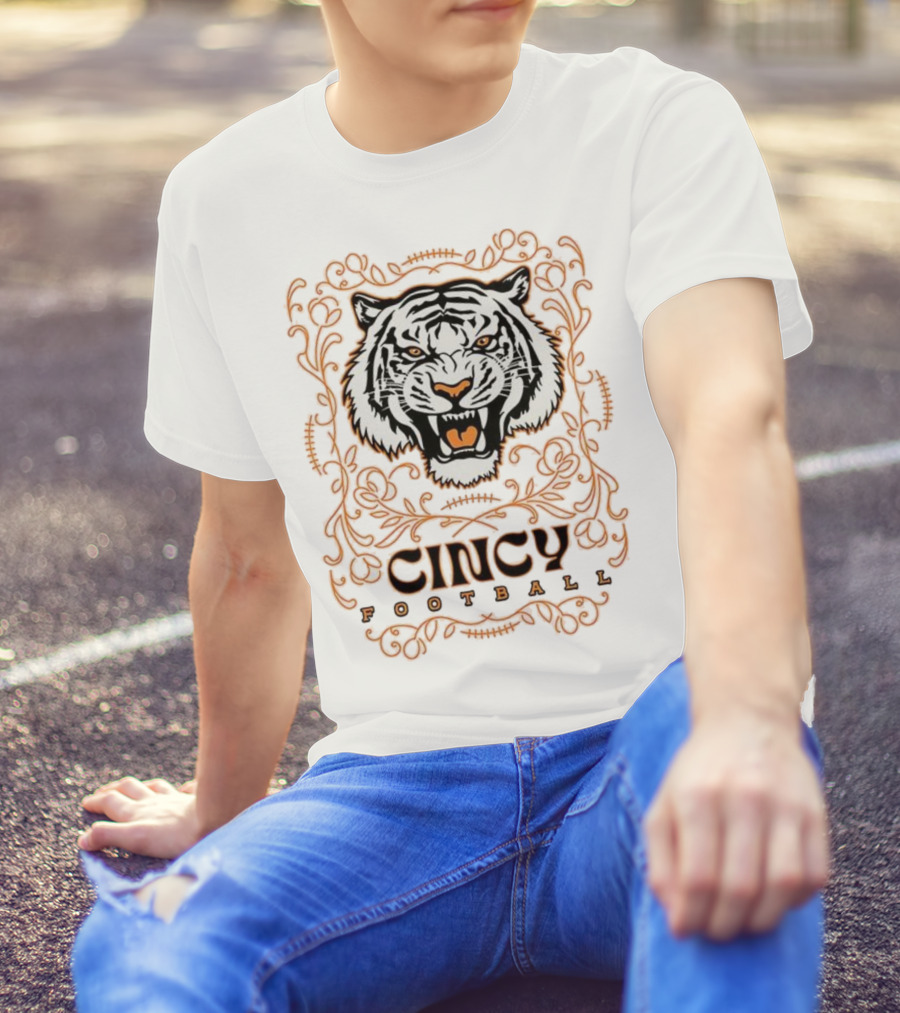 Cincy Football Tiger Roaring Face Frame T-Shirt