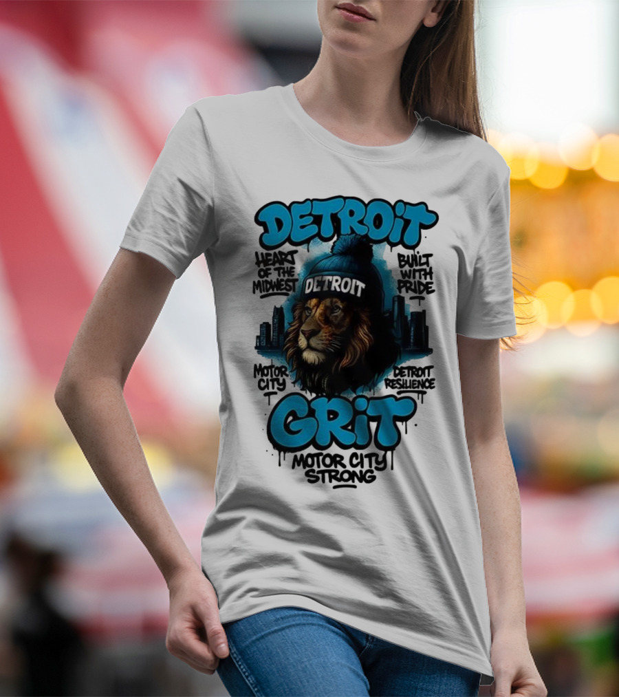 Detroit Grit Motor City Resilience Heart Of The Midwest Bullet With Pride Strong Skyline T-Shirt