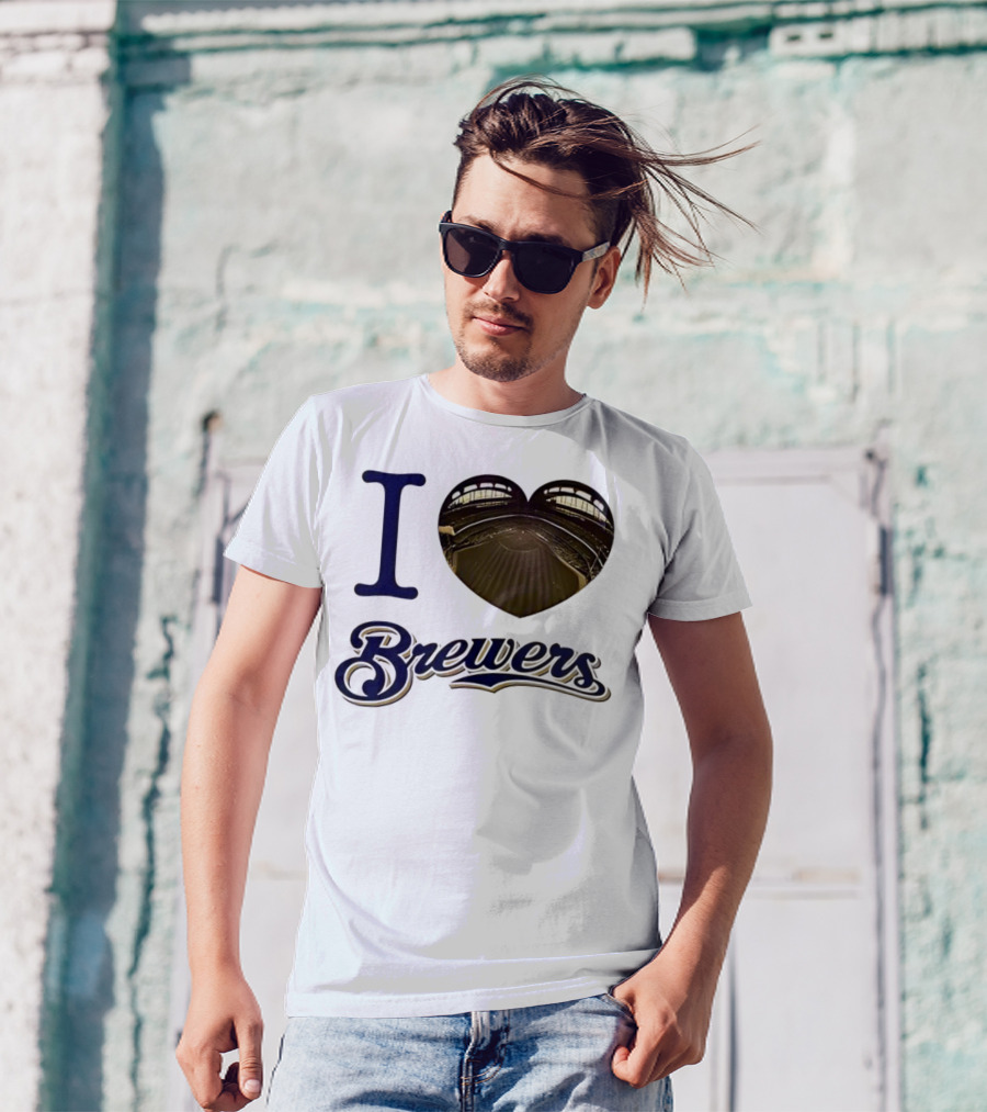 I Love Brewers Heart Stadium Milwaukee MLB T-Shirt