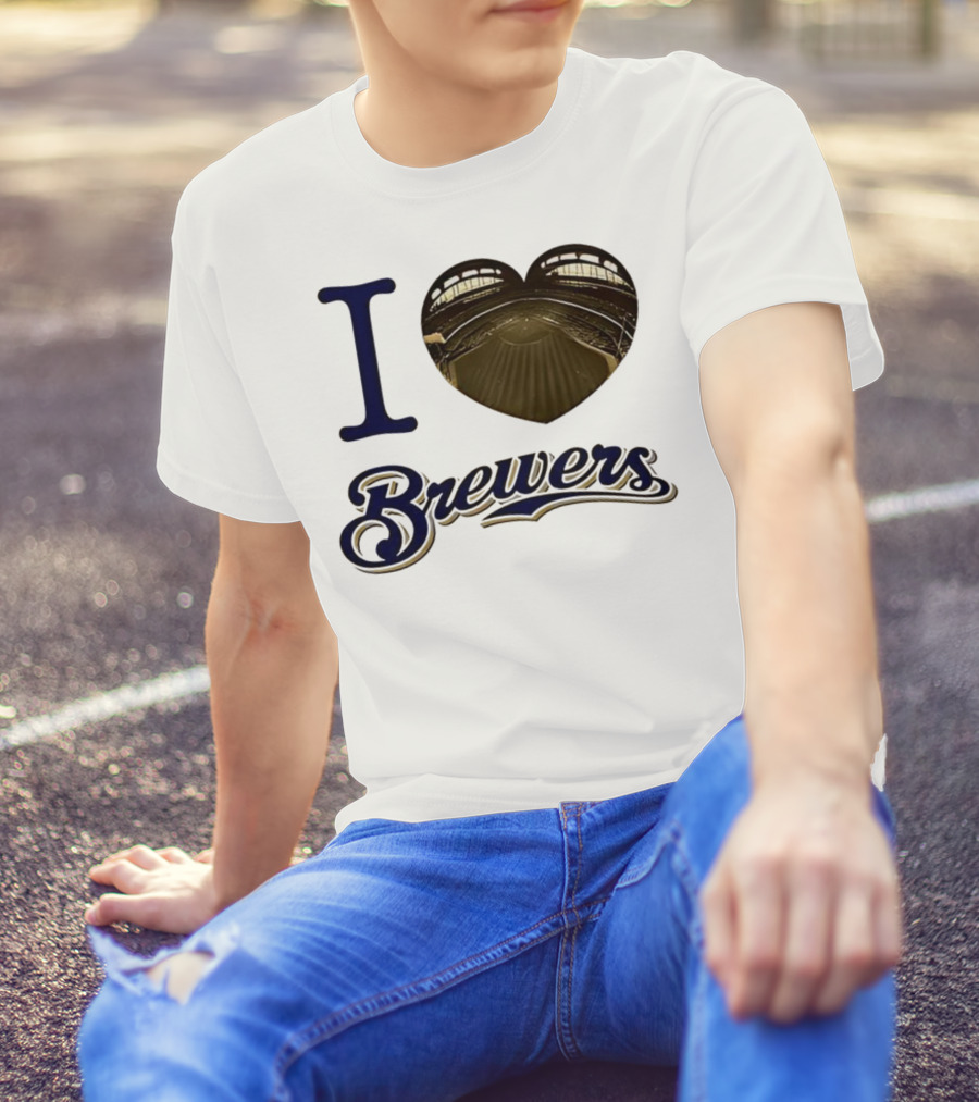 I Love Brewers Heart Stadium Milwaukee MLB T-Shirt