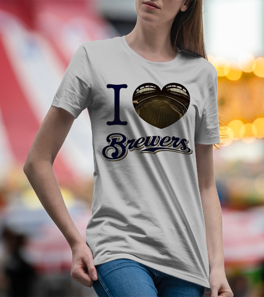 I Love Brewers Heart Stadium Milwaukee MLB T-Shirt