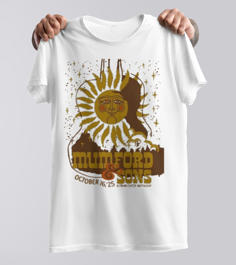 Mumford & Sons 2025 October 16 Pyramid Center Buffalo NY Sun Guitar T-Shirt