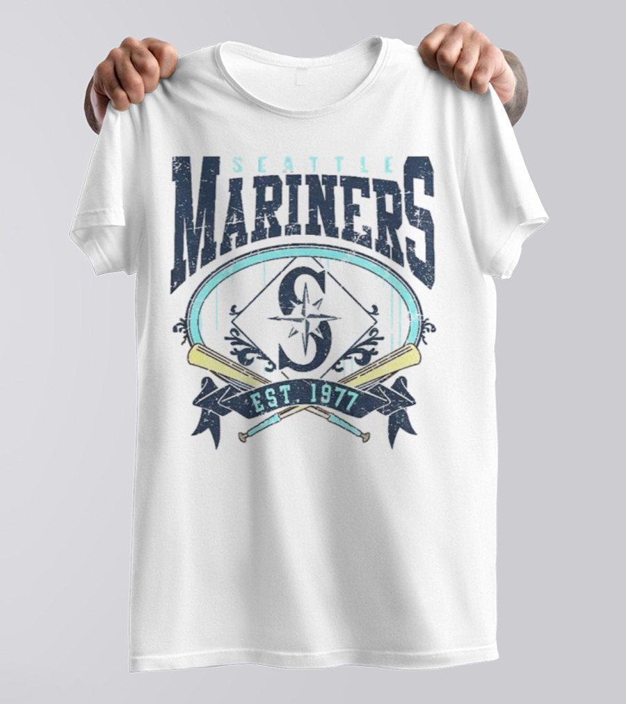 Seattle Mariners MLB Vintage 1977 Baseball Est S Compass Crossbats T-Shirt
