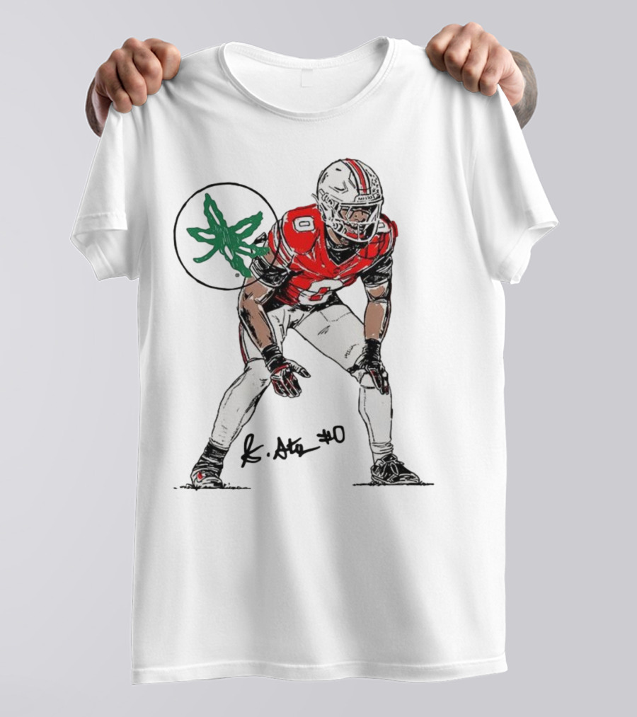 Sonny Styles Ohio State Buckeyes Football Number 0 Player With Signature And Leaf Symbol T-Shirt