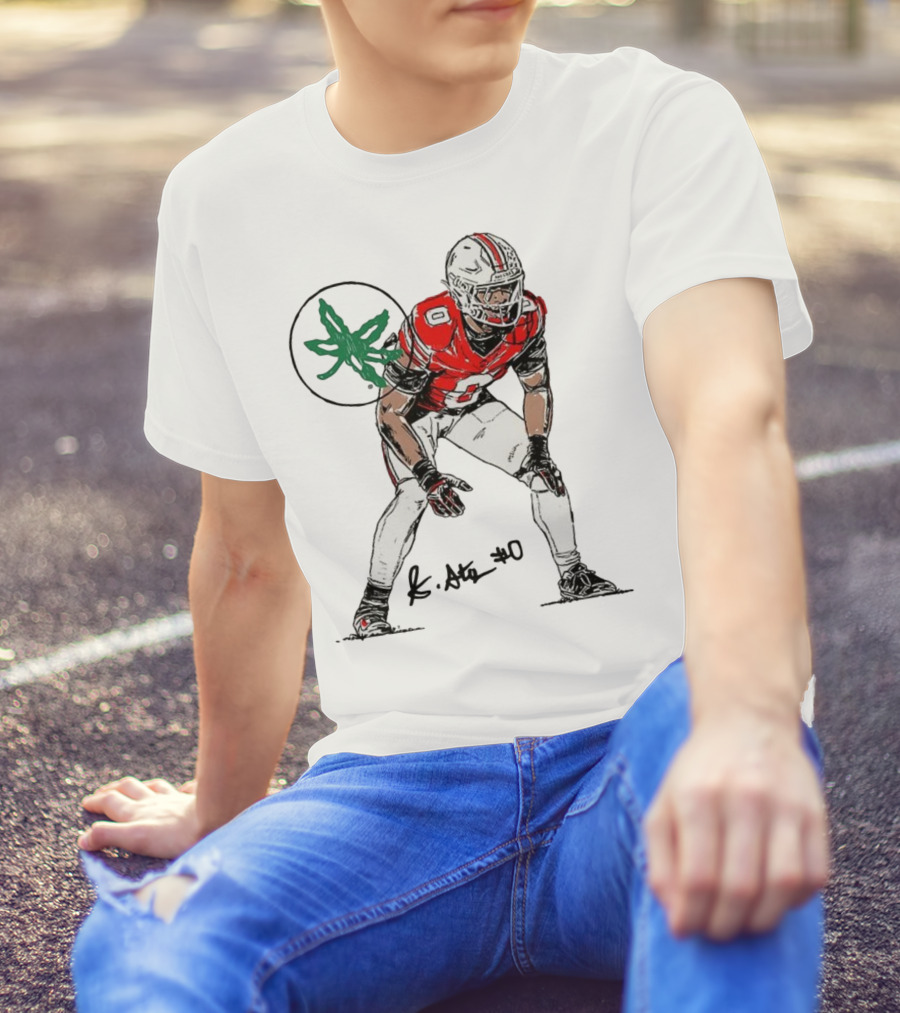 Sonny Styles Ohio State Buckeyes Football Number 0 Player With Signature And Leaf Symbol T-Shirt