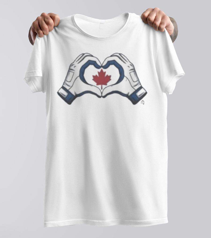 Toronto Blue Jays Canada Heart Symbol With Maple Leaf And Gloves T-Shirt