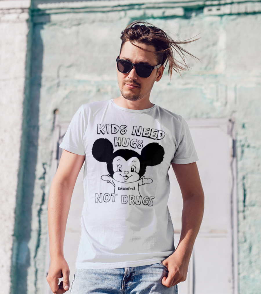 Kids Need Hugs Not Drugs Mouse Ears Cartoon Style T-Shirt