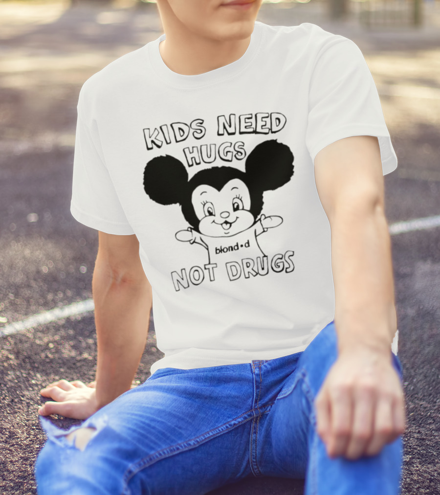 Kids Need Hugs Not Drugs Mouse Ears Cartoon Style T-Shirt