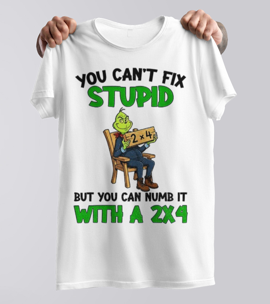 Grinch You Can’t Fix Stupid Numb It With A 2x4 Christmas T-Shirt