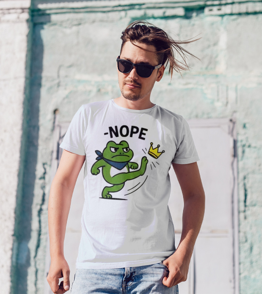 Portland Frog Nope Kicking Crown Political Meme T-Shirt