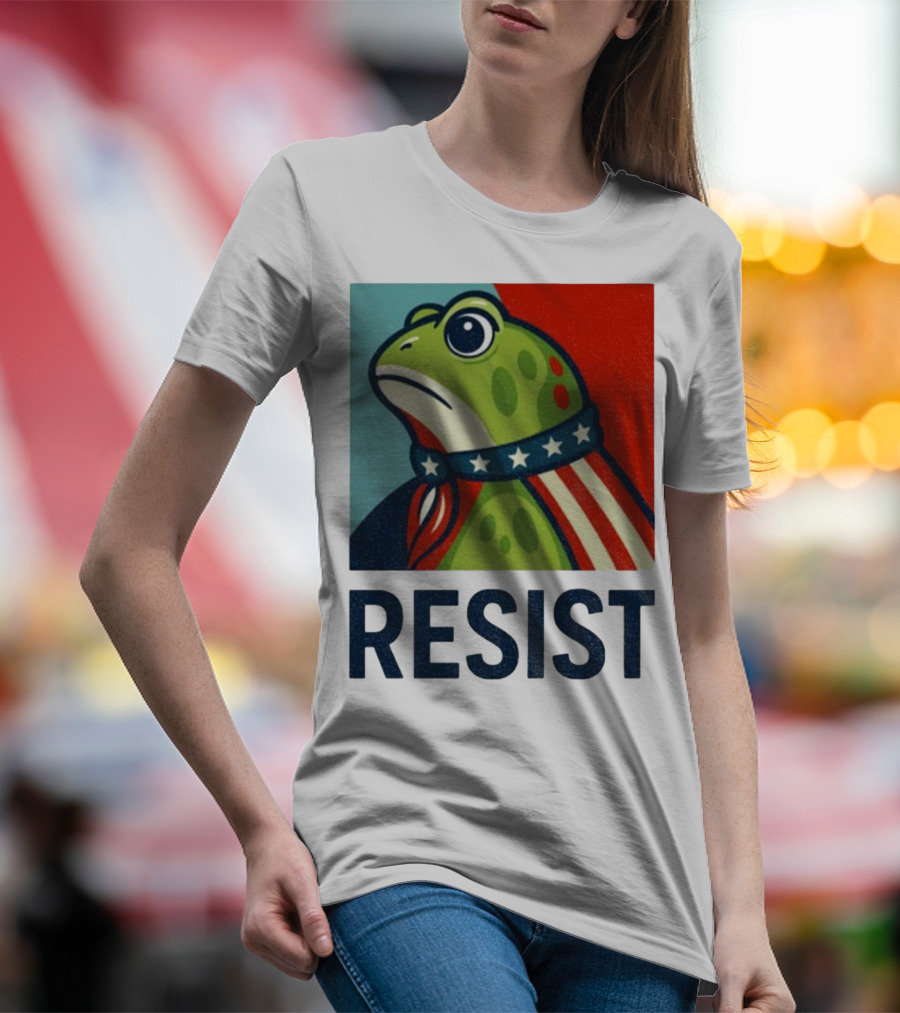 Resist Portland Frog Patriotic Stars And Stripes Retro Art T-Shirt