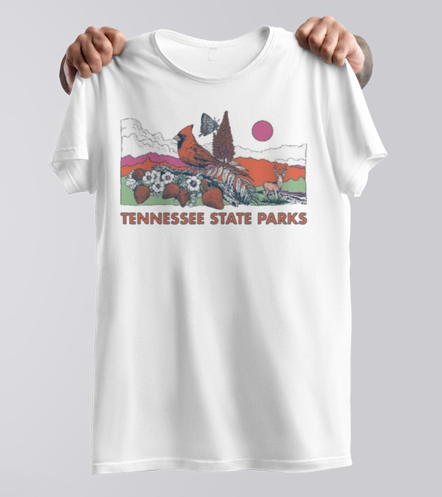 Tennessee State Parks Cardinal Strawberry Sumac Nature Scene T-Shirt
