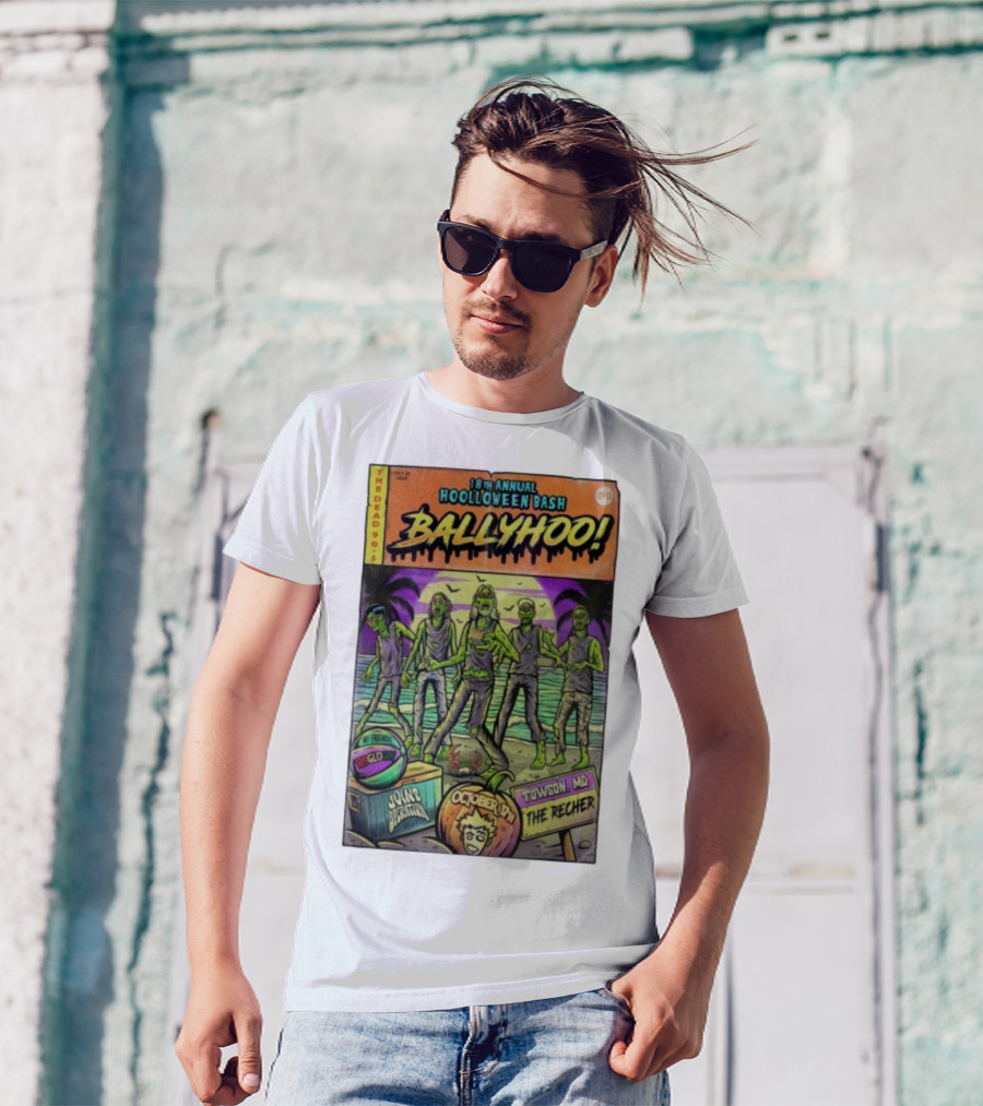 18th Annual Hoolloween Bash Ballyhoo October 17 2025 The Recher Towson MD Palm Trees Zombies T-Shirt