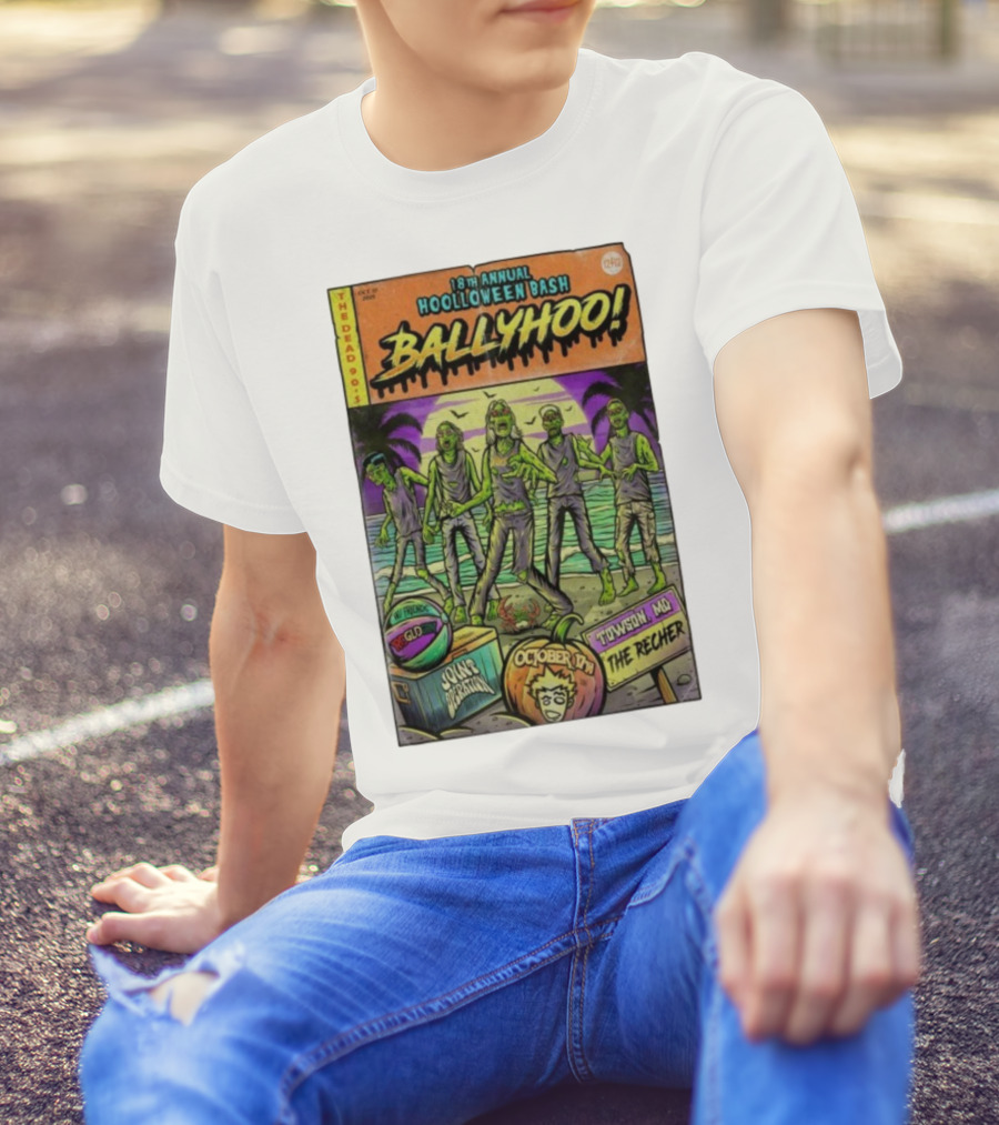 18th Annual Hoolloween Bash Ballyhoo October 17 2025 The Recher Towson MD Palm Trees Zombies T-Shirt