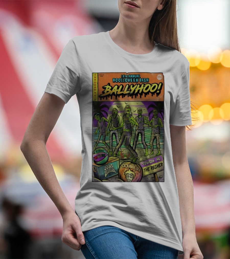 18th Annual Hoolloween Bash Ballyhoo October 17 2025 The Recher Towson MD Palm Trees Zombies T-Shirt