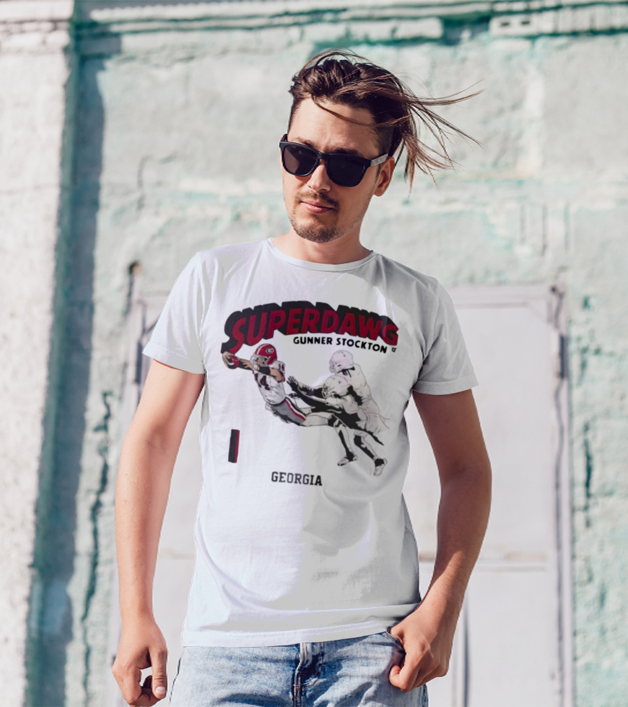 SuperDawg Gunner Stockton Georgia Football Player Action T-Shirt