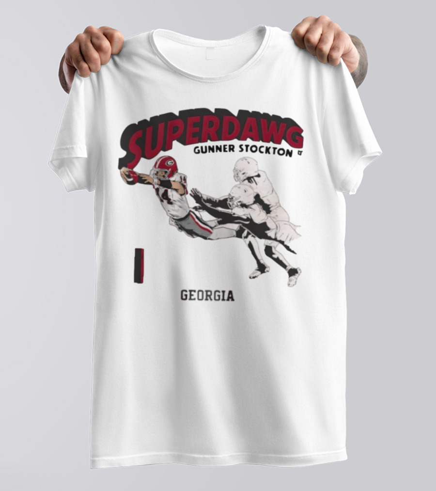SuperDawg Gunner Stockton Georgia Football Player Action T-Shirt