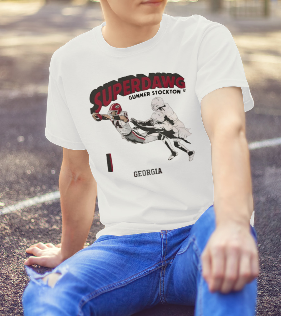 SuperDawg Gunner Stockton Georgia Football Player Action T-Shirt