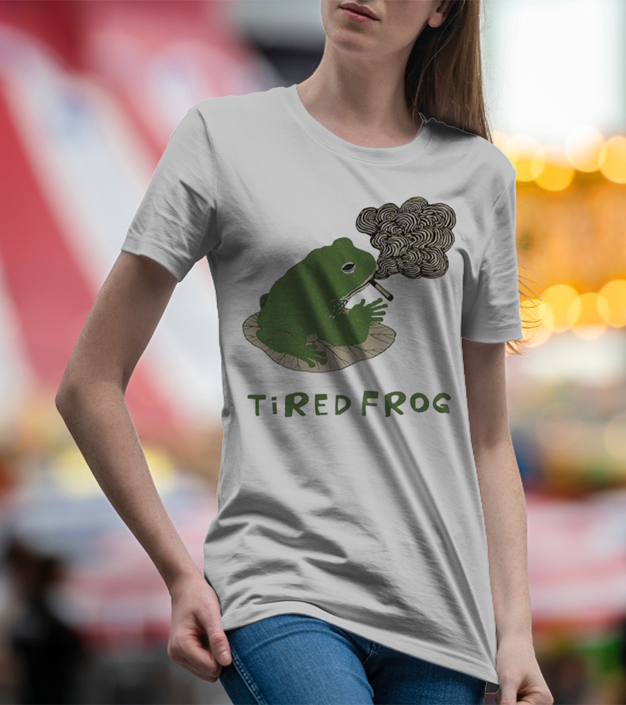 Tired Frog Smoking Meme Japanese Style Smoking Frog T-Shirt