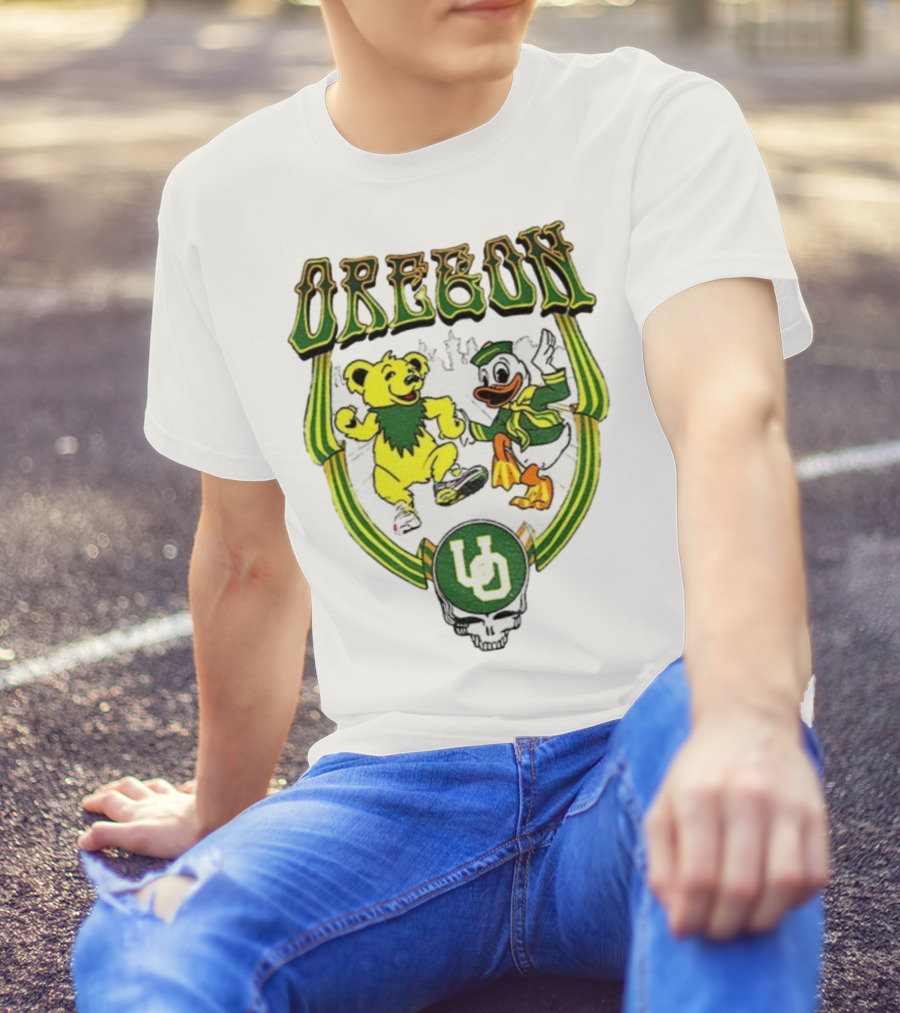 Oregon Ducks Grateful Dead Dancing Bear X Donald Duck Collaboration T-Shirt