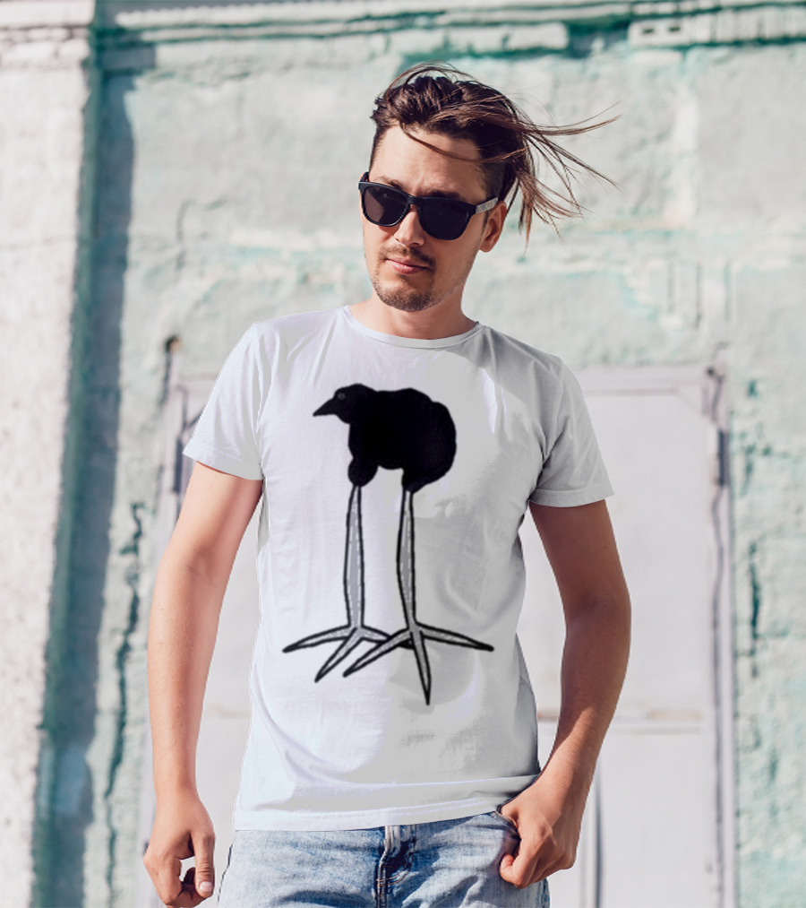 Zasha Charcoal Raven Bird Long Legs T-Shirt