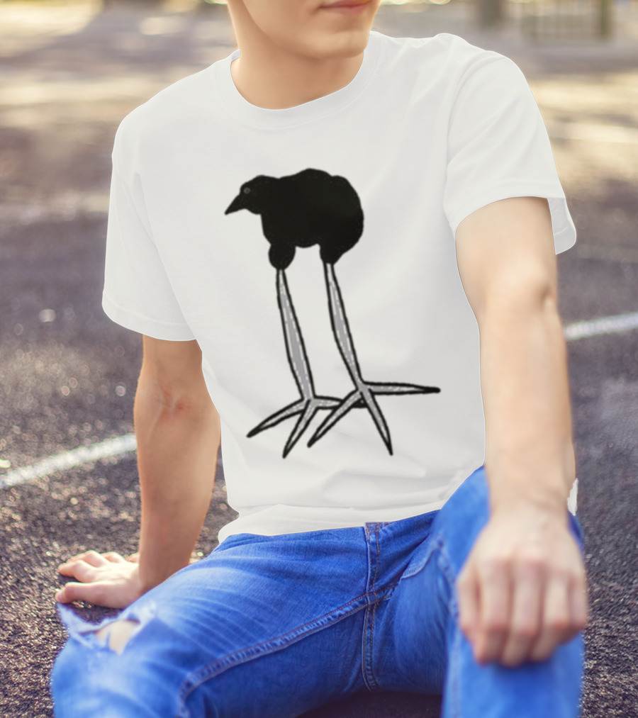 Zasha Charcoal Raven Bird Long Legs T-Shirt