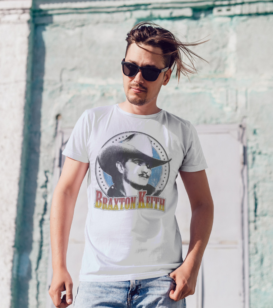 Braxton Keith Western Cowboy Style Headshot Retro Design T-Shirt