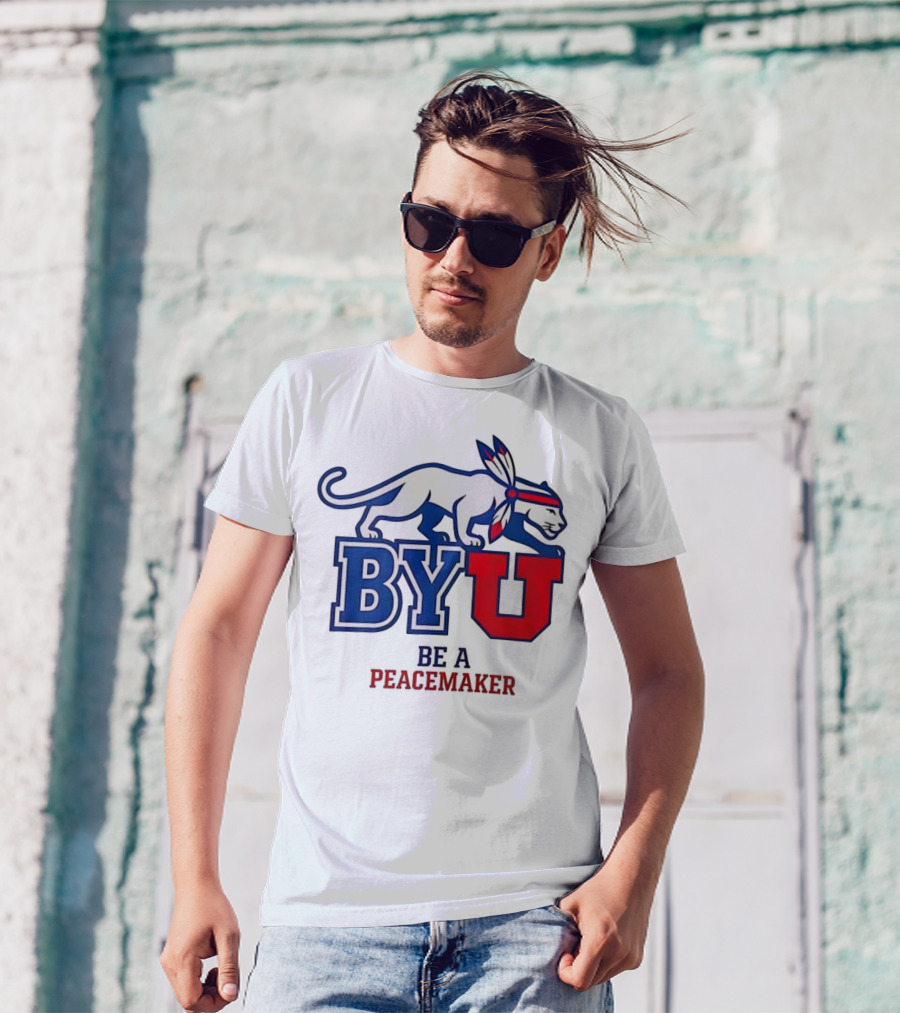 BYU Be A Peacemaker Cougar Logo T-Shirt