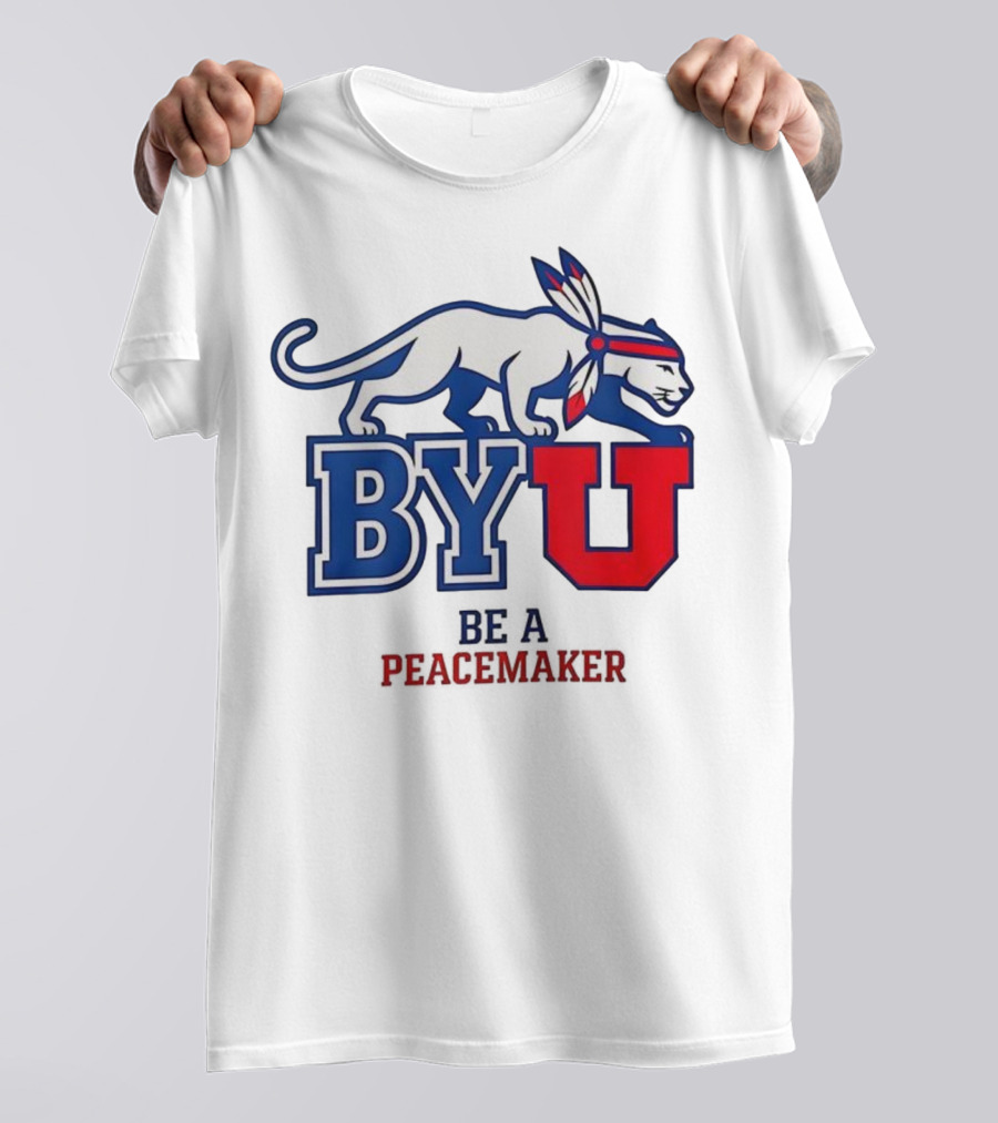 BYU Be A Peacemaker Cougar Logo T-Shirt