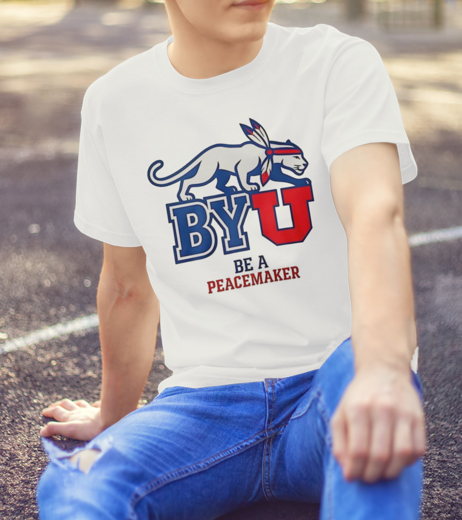 BYU Be A Peacemaker Cougar Logo T-Shirt