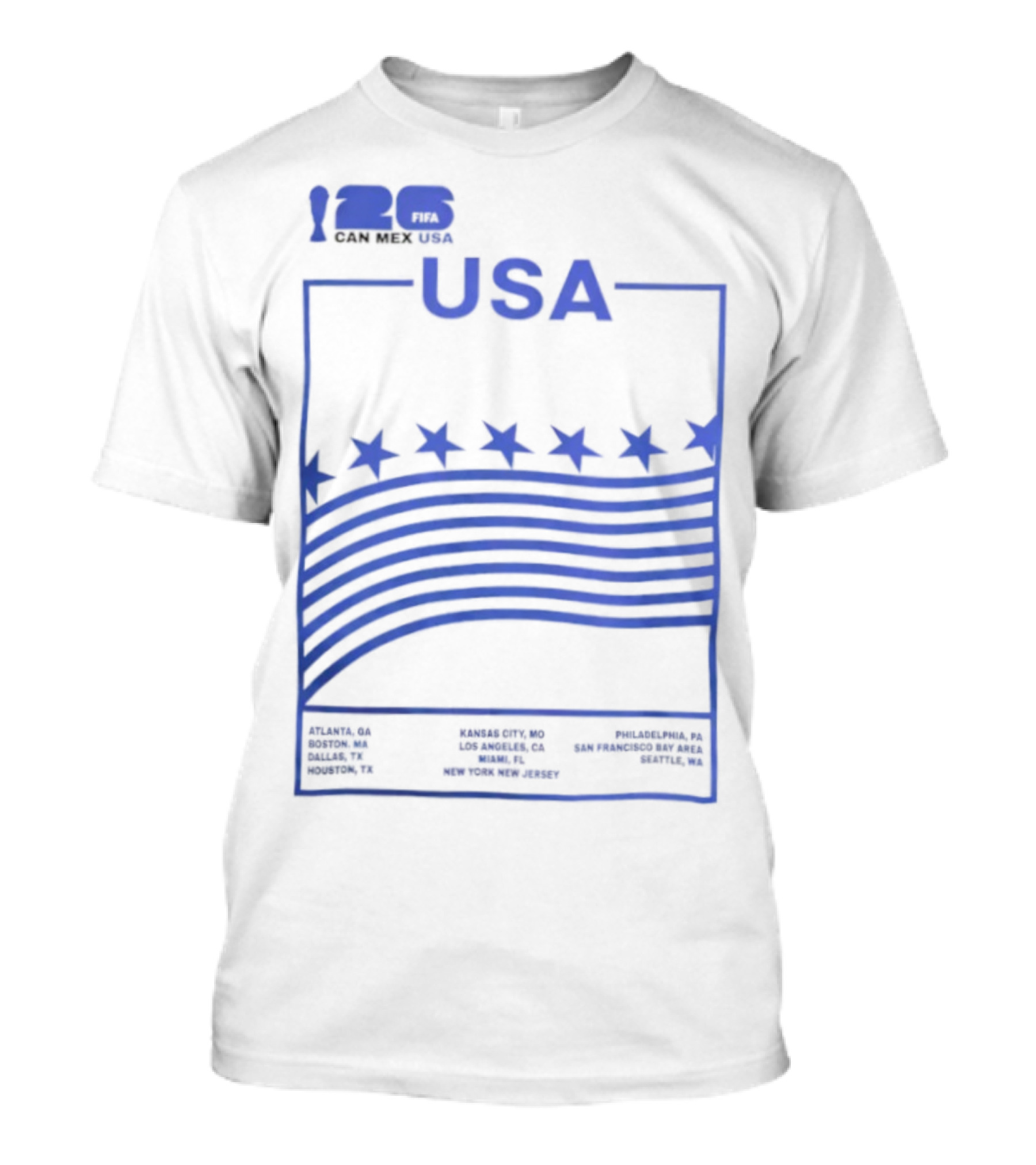 FIFA World Cup 2026 Host USA CAN MEX Stars Flags T-Shirt
