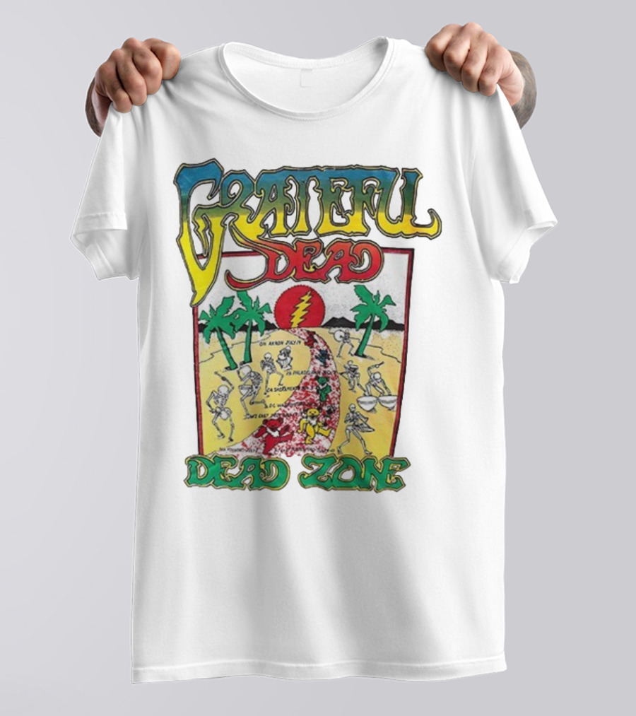 Grateful Dead Skeleton Dead Zone With Desert Scene And Dates T-Shirt
