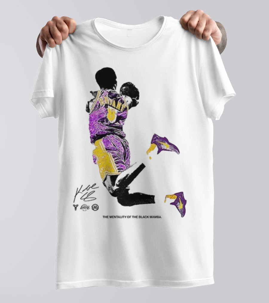 Los Angeles Lakers Kobe Bryant Black Mamba Mentality Purple Gold Signature 8 T-Shirt
