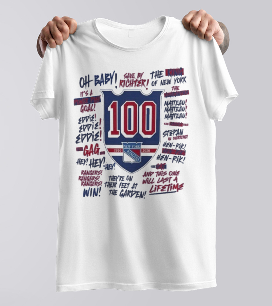 New York Rangers We Bleed Blue Centennial 100th Anniversary 1926-2026 NY Hockey Heritage T-Shirt