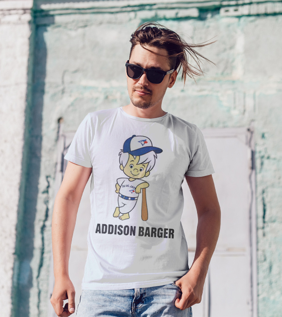 Toronto Blue Jays Addison Barger Illustration With Bat And Cap T-Shirt