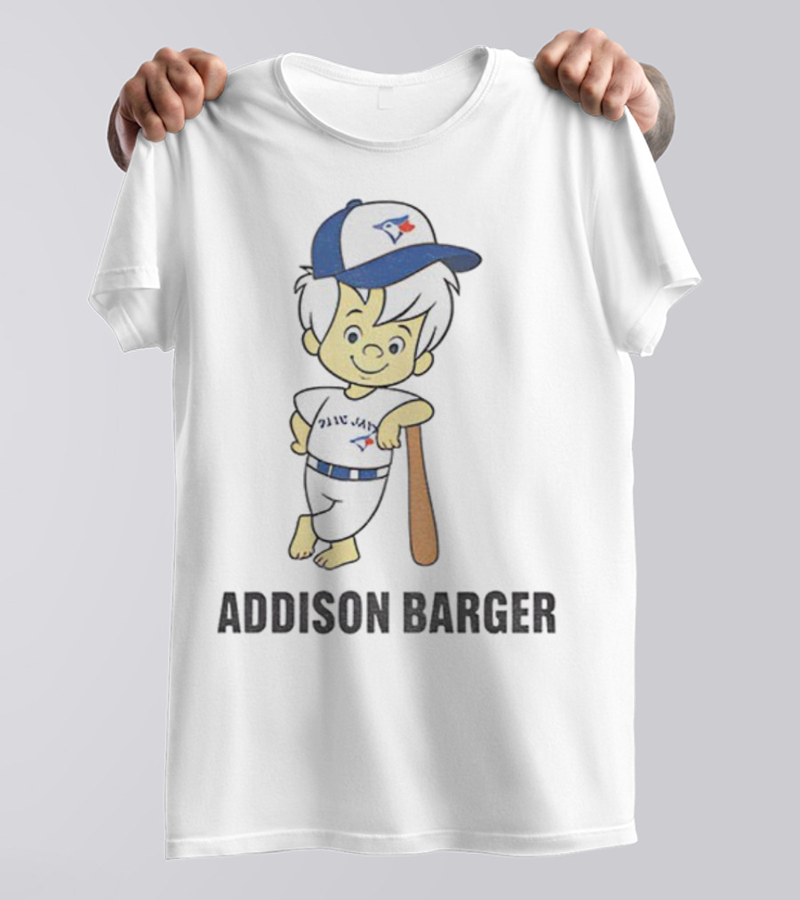 Toronto Blue Jays Addison Barger Illustration With Bat And Cap T-Shirt