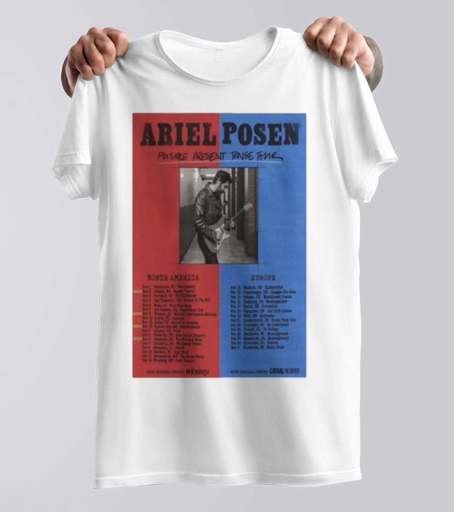 Ariel Posen Future Present Tense Tour North America Europe 2025 2026 Special Guests Wendigo Cathal Murphy T-Shirt