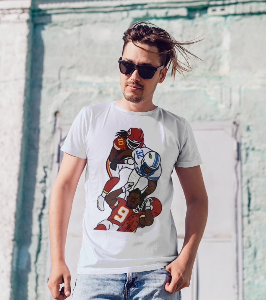Brian Branch Tackle On Juju Smith-Schuster Detroit Lions Chiefs Football Art T-Shirt