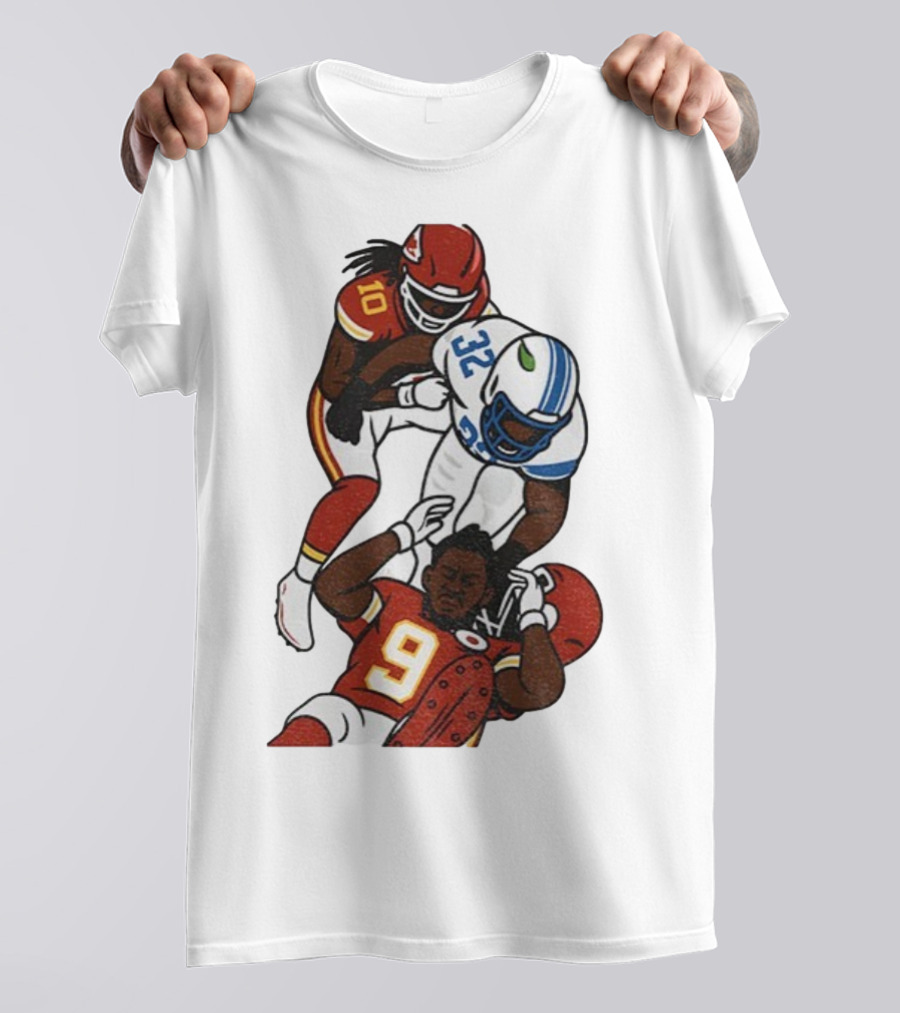 Brian Branch Tackle On Juju Smith-Schuster Detroit Lions Chiefs Football Art T-Shirt