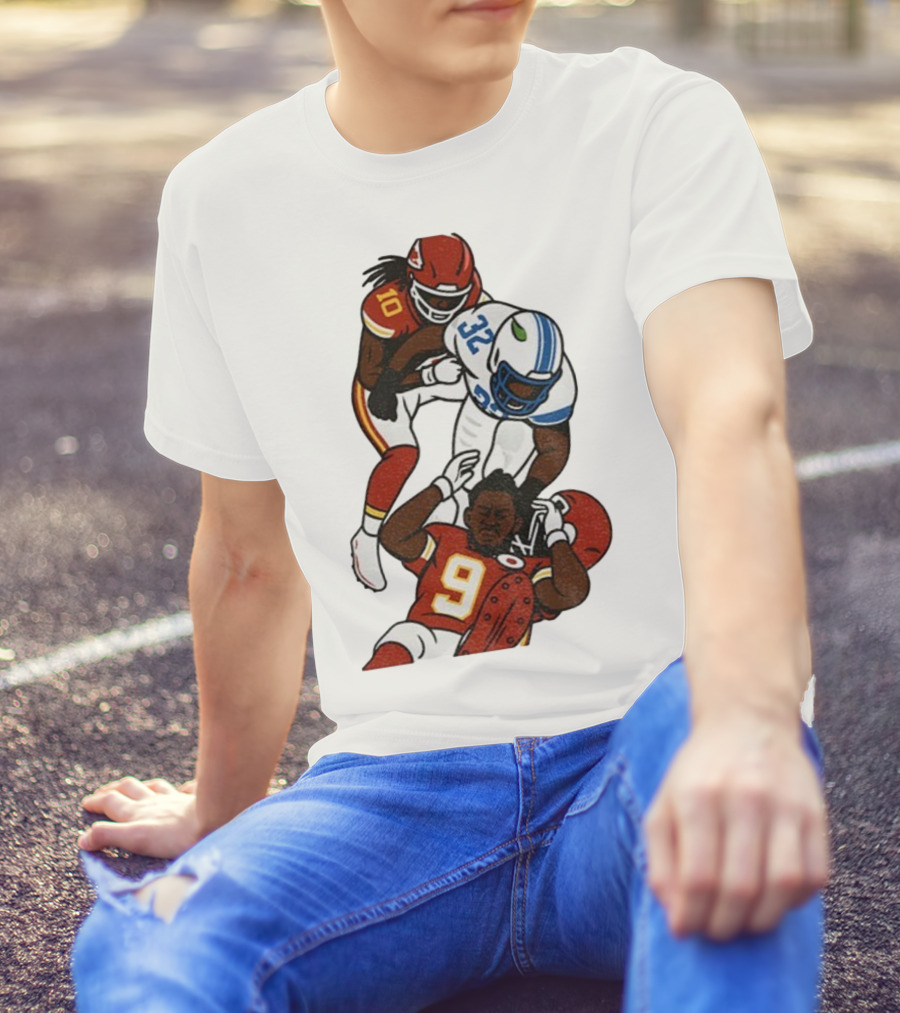Brian Branch Tackle On Juju Smith-Schuster Detroit Lions Chiefs Football Art T-Shirt