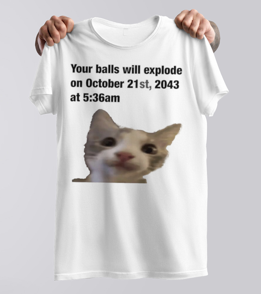 Cat Your Balls Will Explode October 21st 2043 At 5 36am T-Shirt