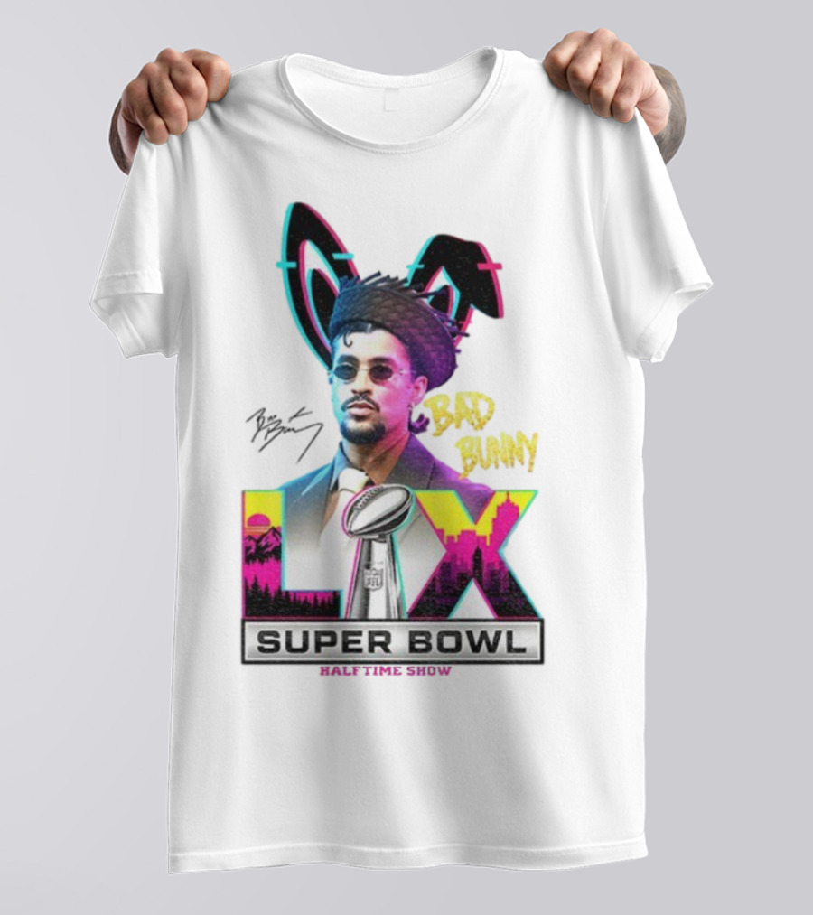 Bad Bunny Super Bowl LVI Halftime Show Signature NFL Icon T-Shirt