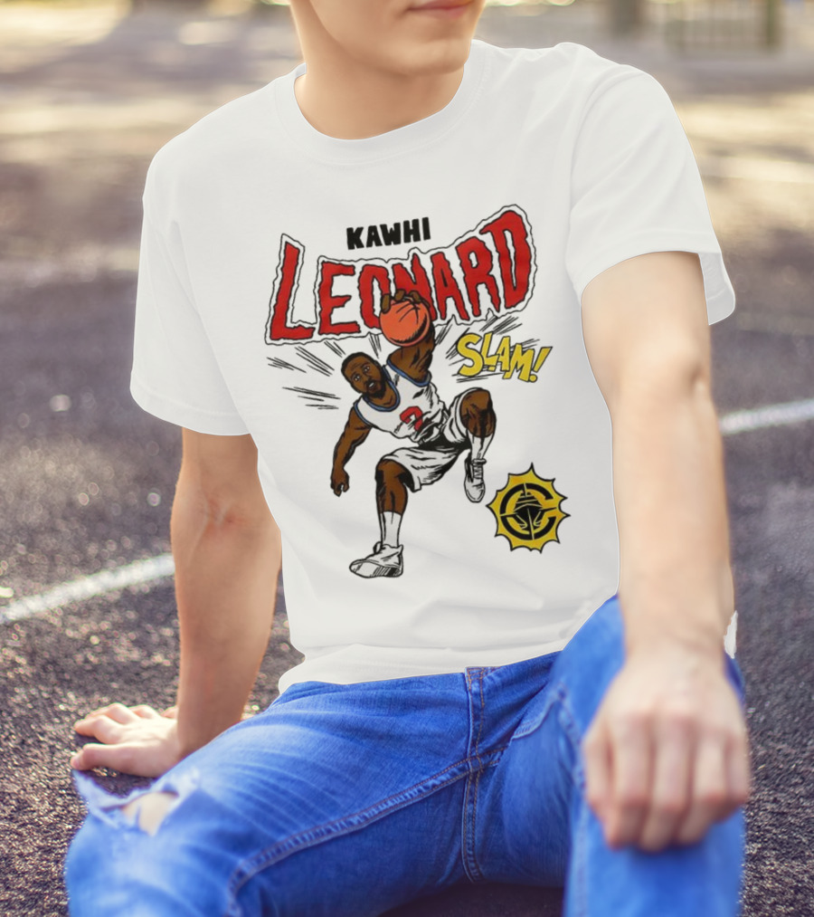 Kawhi Leonard Clippers Slam Comic Book Style Dunk Action T-Shirt