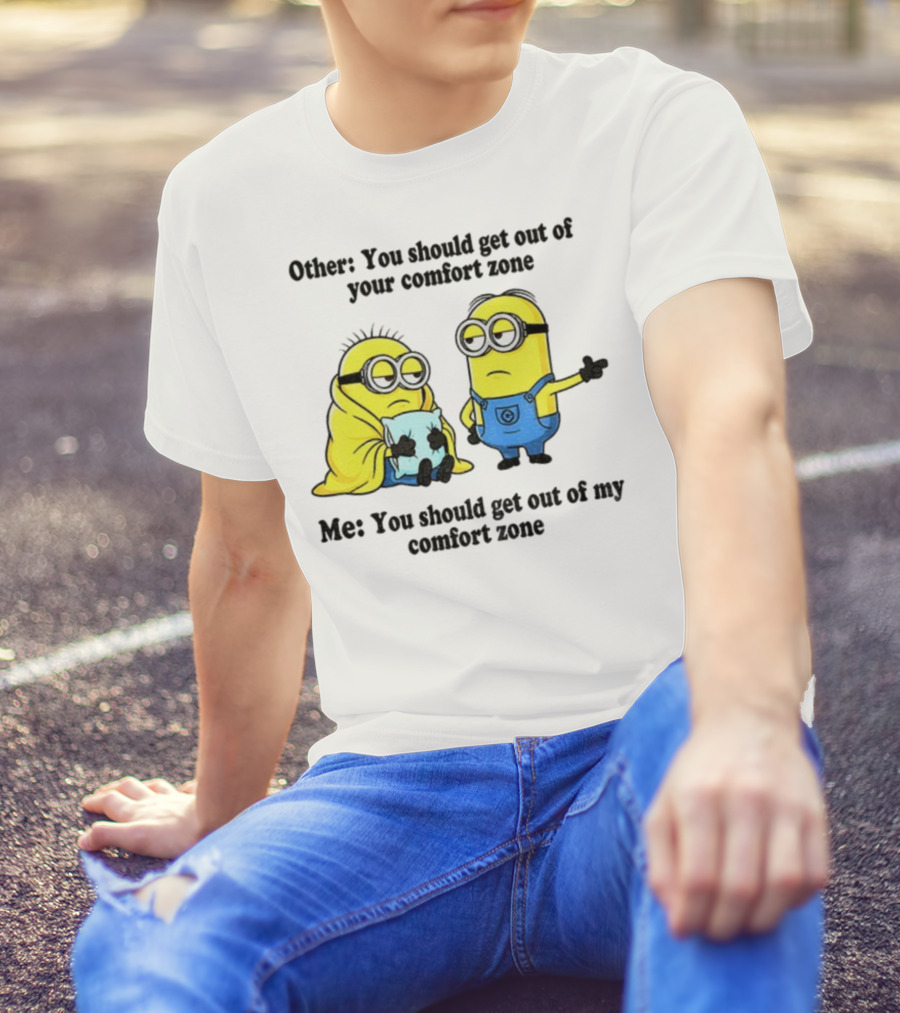 Minion Comfort Zone Quote With Blanket And Pajamas T-Shirt