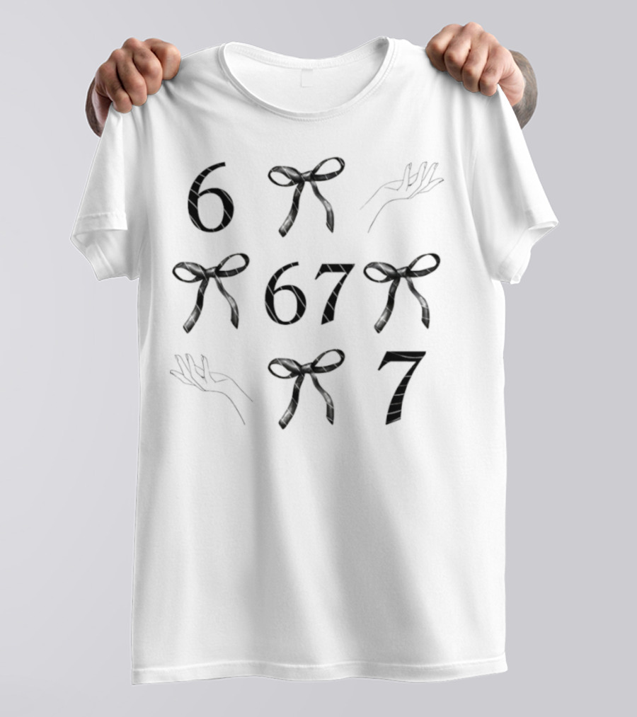 Six Seven 67 Bow Pattern Meme T-Shirt