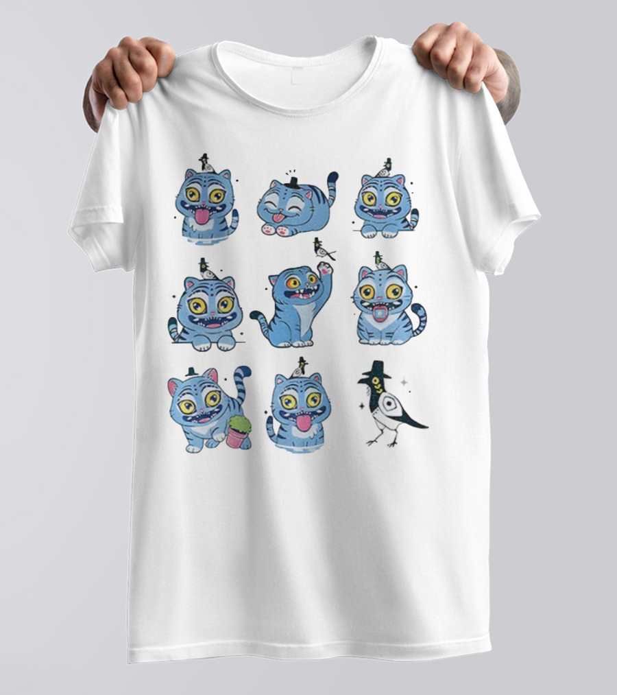 Tiger And Bird Cartoon Kpop Saja Boys Cute Expressions T-Shirt