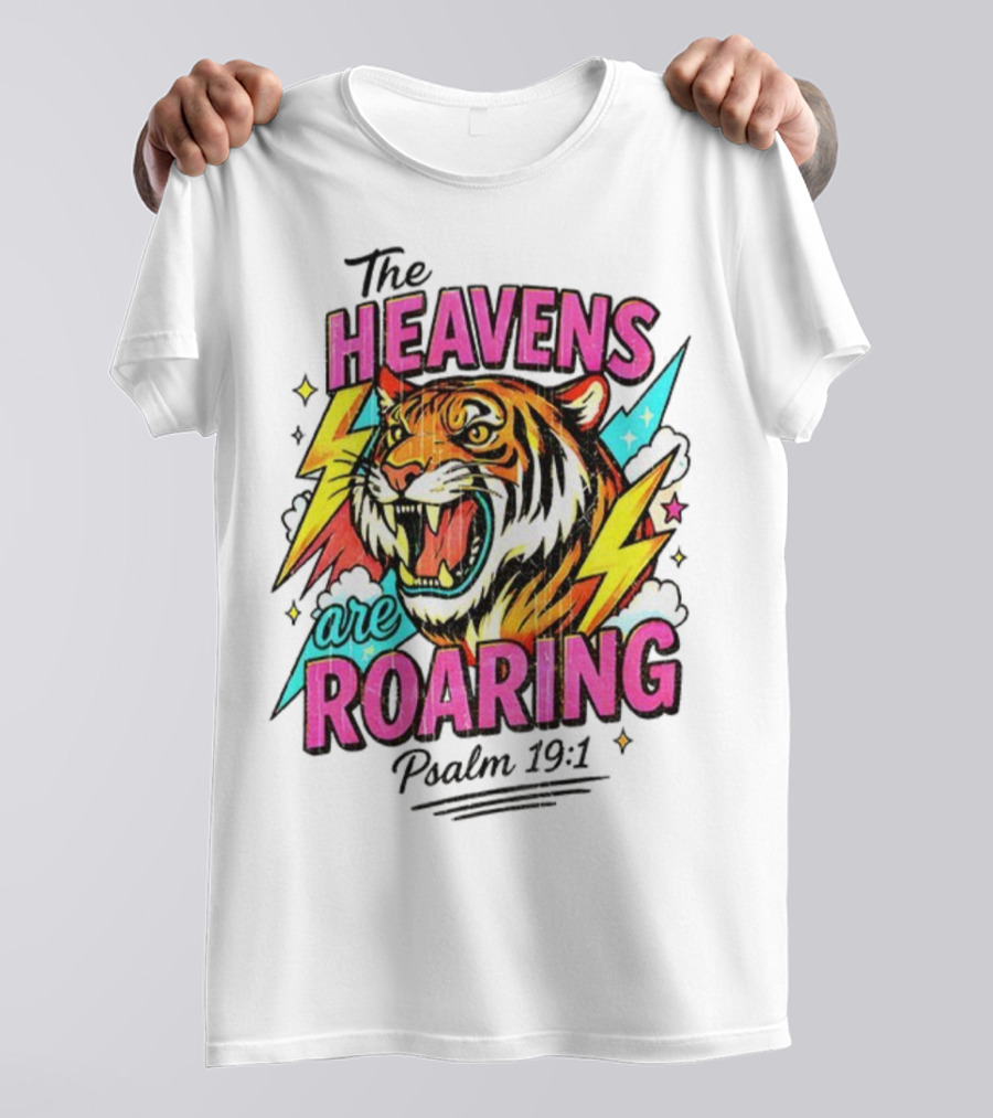 Tigers The Heavens Are Roaring Psalm 19:1 90s Style T-Shirt