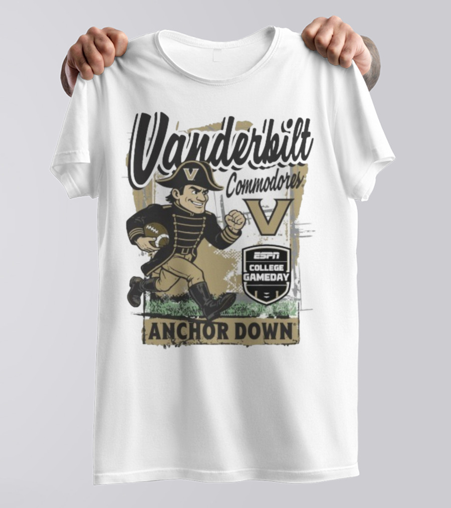 Vanderbilt Commodores Anchor Down ESPN College Gameday 2025 Mascot T-Shirt