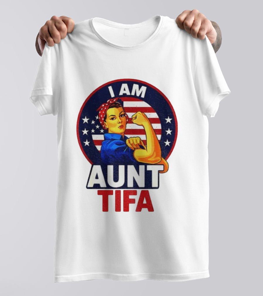 I Am Aunt Tifa Feminist Vintage American Flag T-Shirt